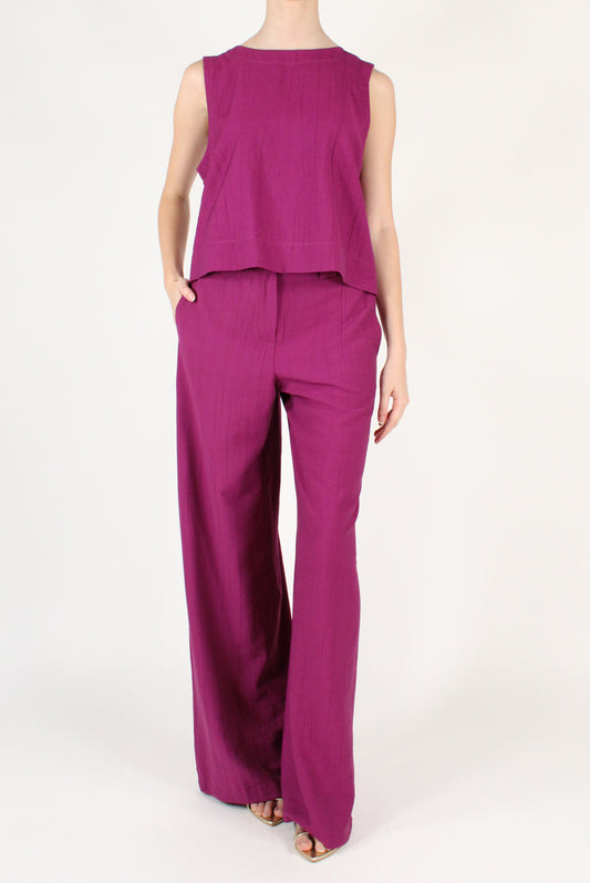 Embossed Viscose Blend Trousers