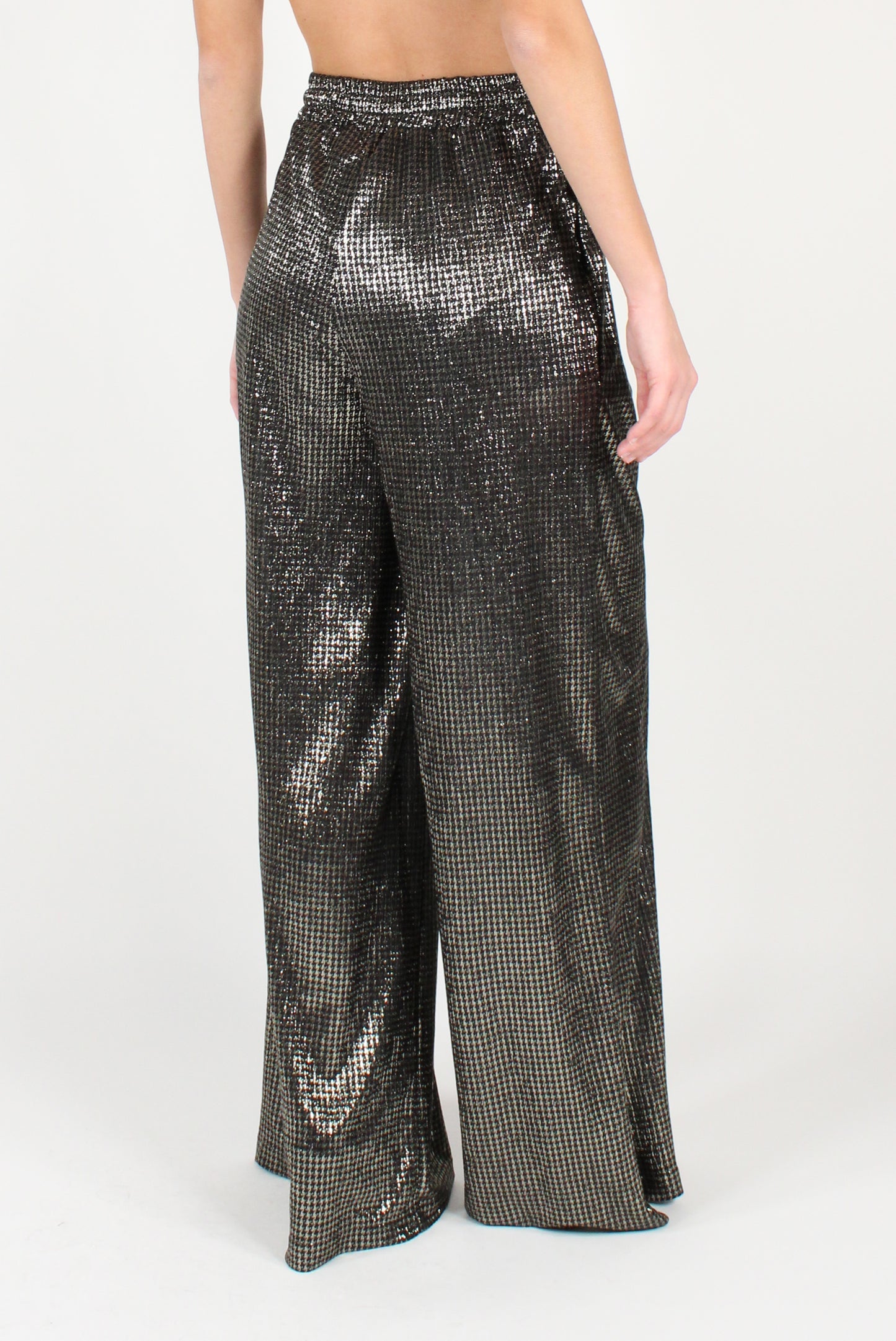 Houndstooth Palazzo Pants with Lurex