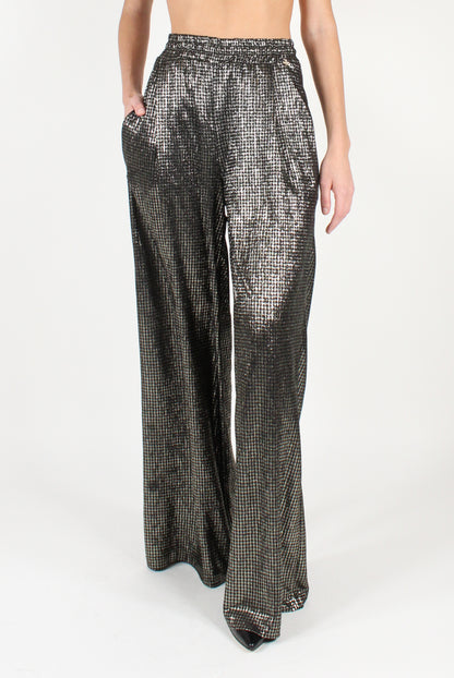 Houndstooth Palazzo Pants with Lurex