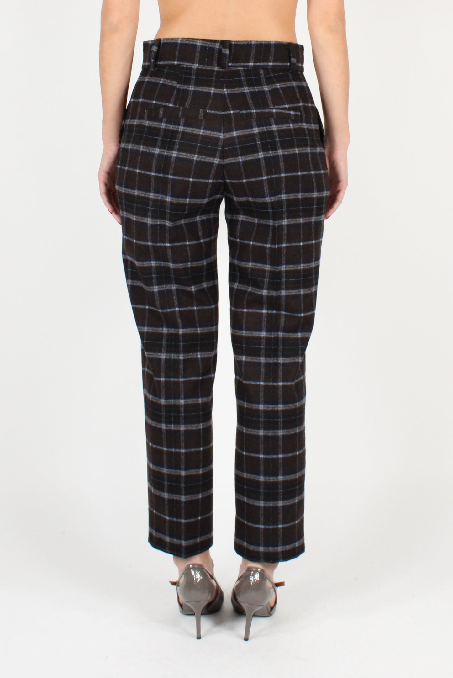 Wool Blend Check Trousers