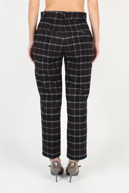 Wool Blend Check Trousers