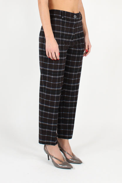 Wool Blend Check Trousers