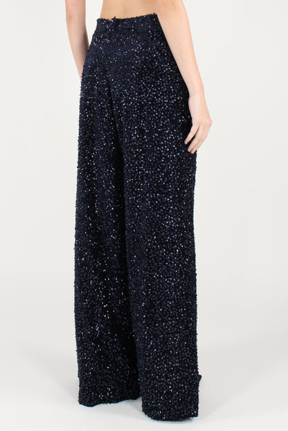Pantaloni a Palazzo in Velluto e Paillettes