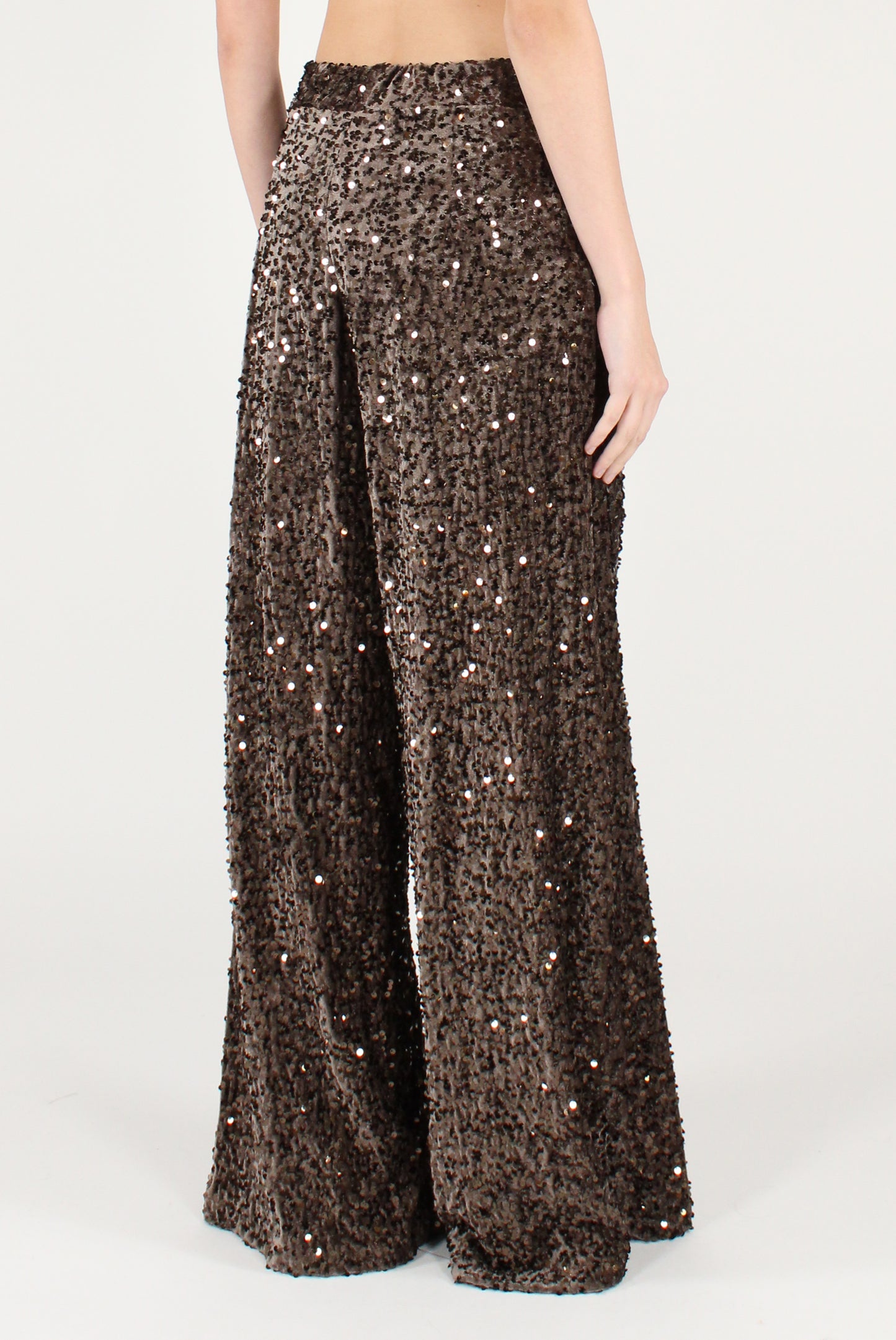 Pantaloni a Palazzo in Velluto e Paillettes