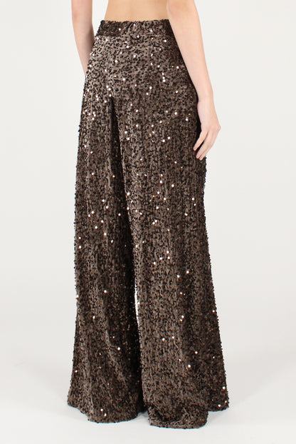 Pantaloni a Palazzo in Velluto e Paillettes