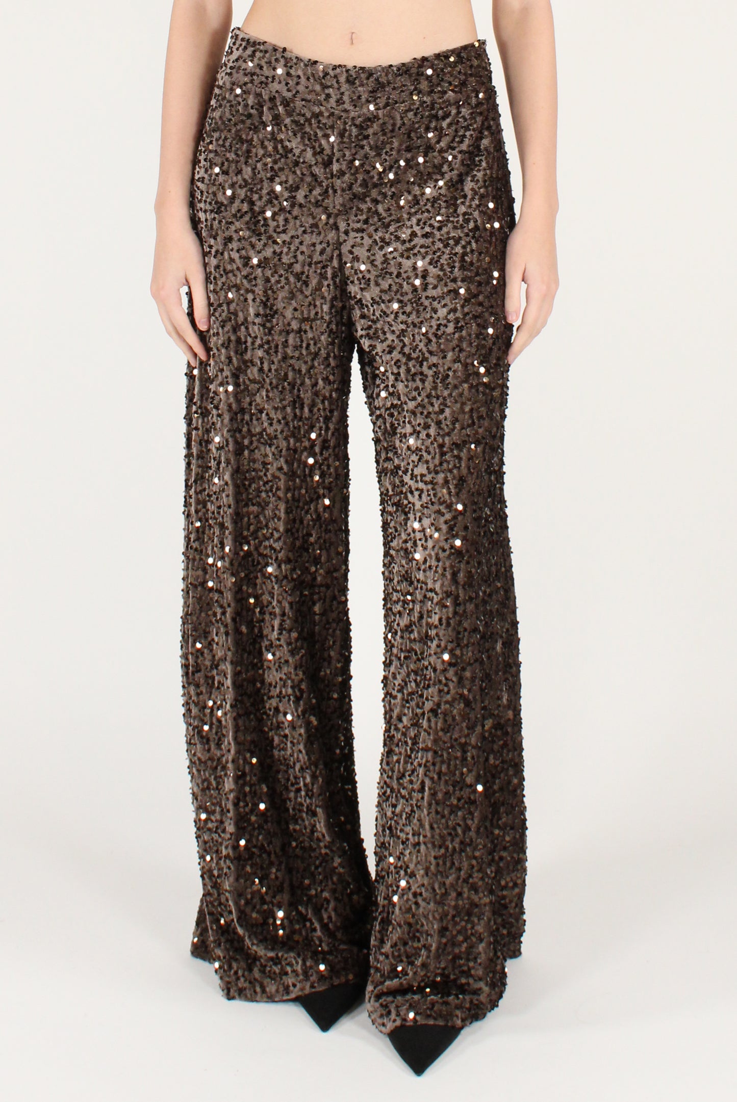 Pantaloni a Palazzo in Velluto e Paillettes