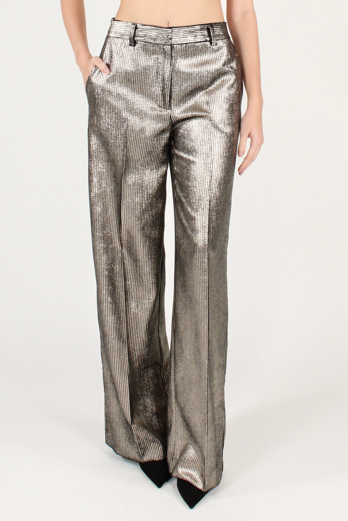 Pantaloni in Velluto a Coste Metallizzati