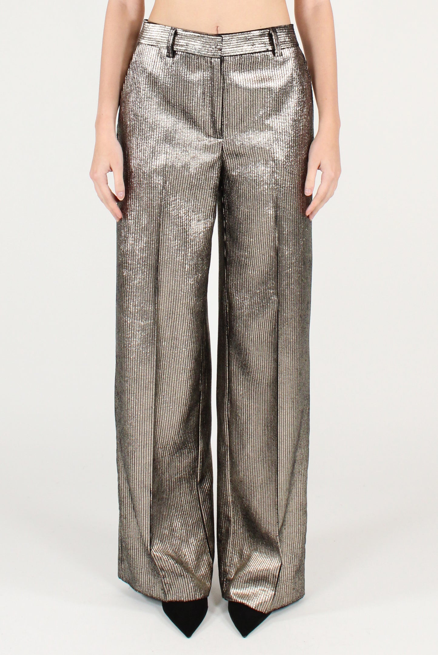 Pantaloni in Velluto a Coste Metallizzati