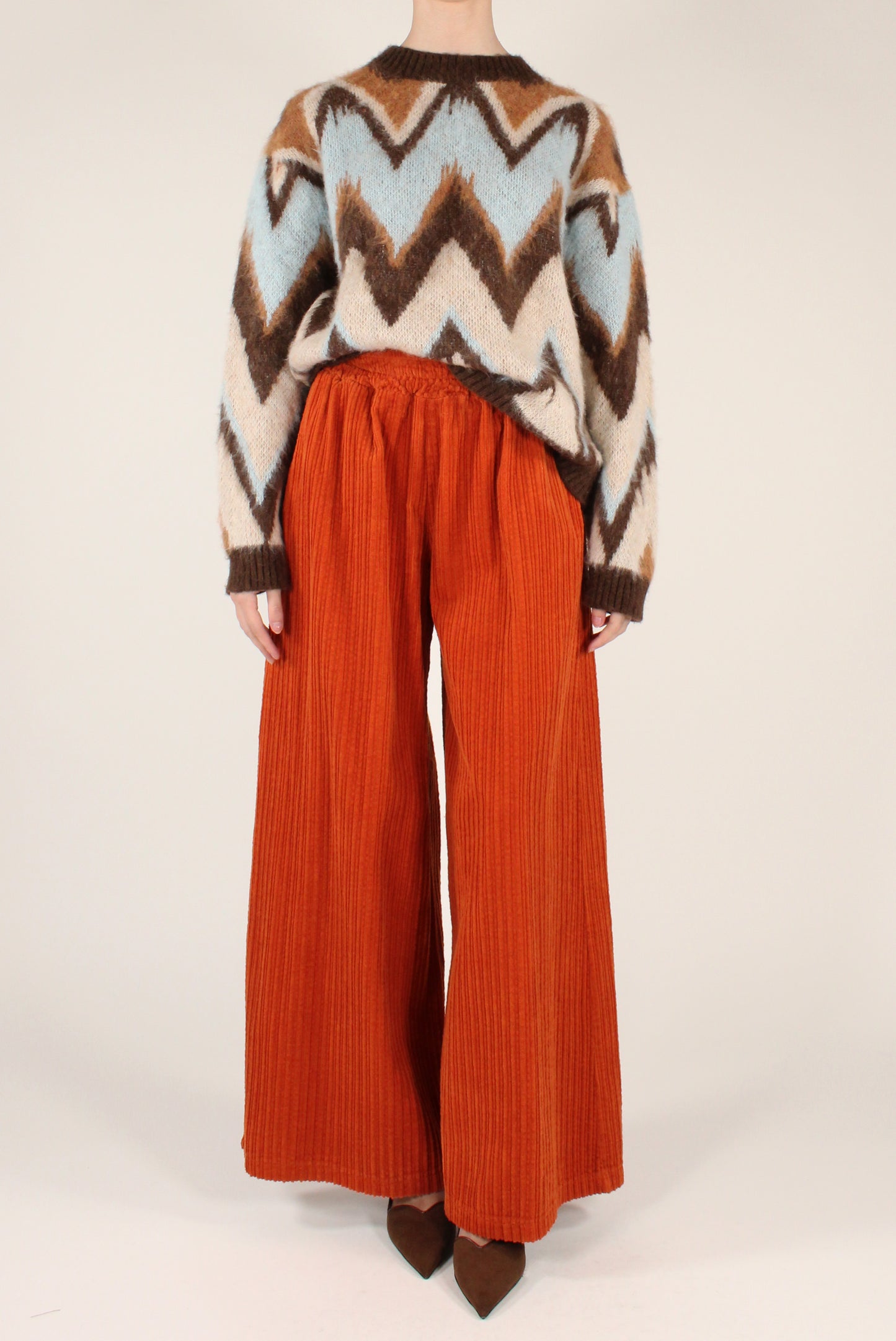 Pantaloni in Velluto a Coste Larghe