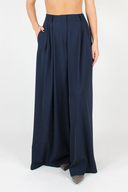 Palazzo Pants with Pleats and Elastic Waist