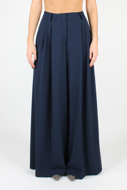 Palazzo Pants with Pleats and Elastic Waist