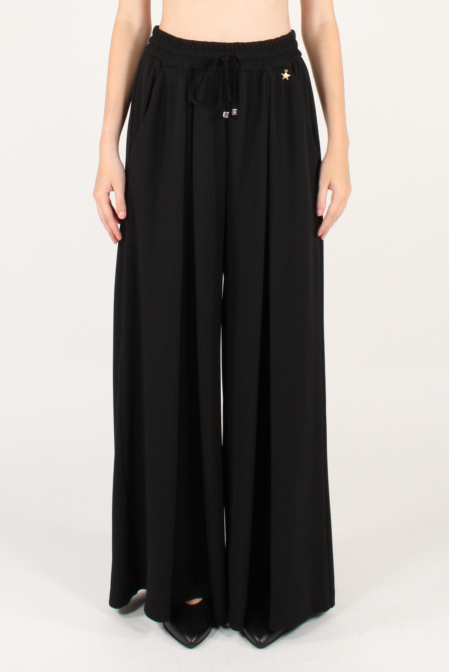 Pantaloni a Palazzo con Pinces ed Elastico