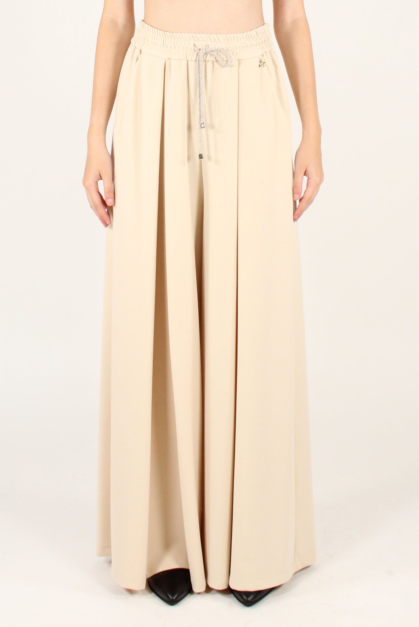 Pantaloni a Palazzo con Pinces ed Elastico