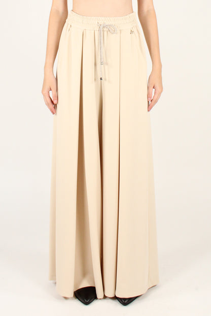 Pantaloni a Palazzo con Pinces ed Elastico