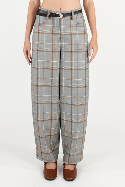 Pantaloni Semi Balloon in Tartan