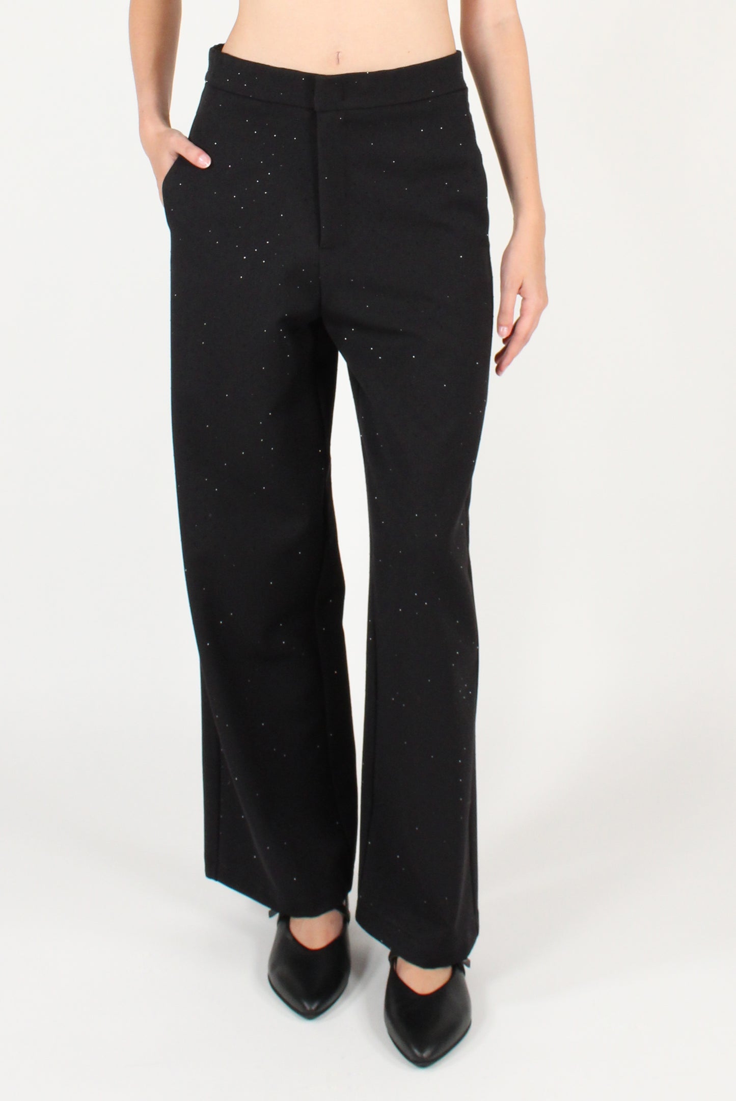 Pantaloni a Gamba Dritta con Strass