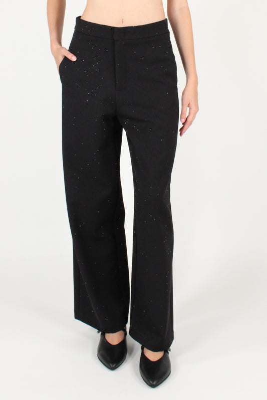Pantaloni a Gamba Dritta con Strass