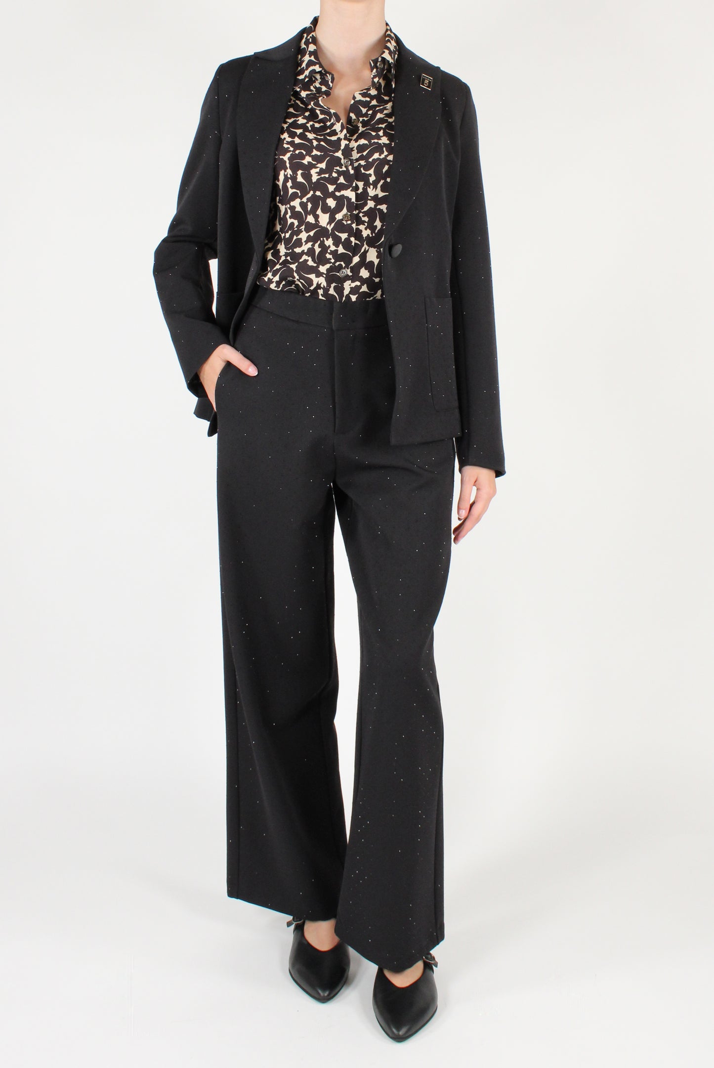 Pantaloni a Gamba Dritta con Strass