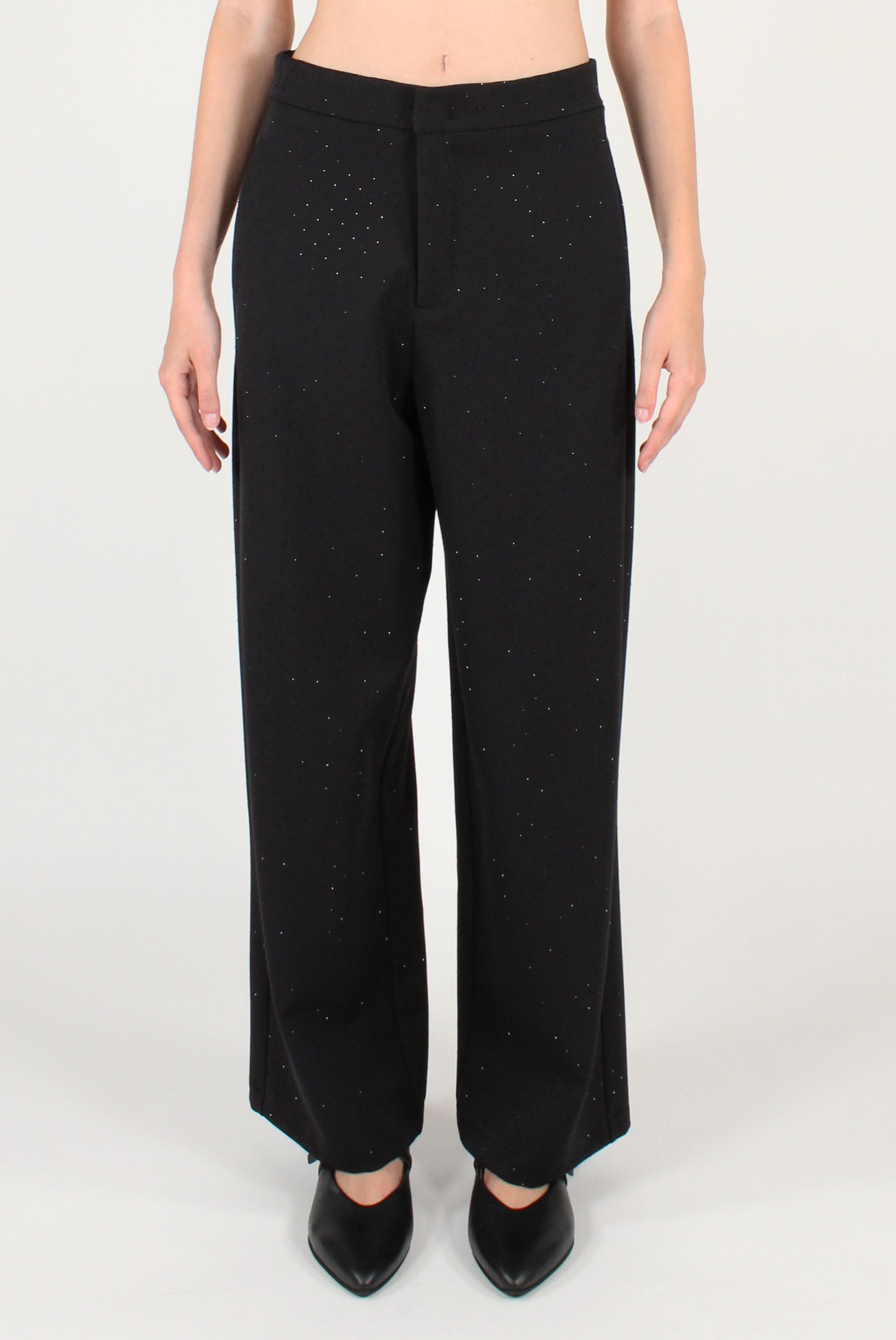 Pantaloni a Gamba Dritta con Strass