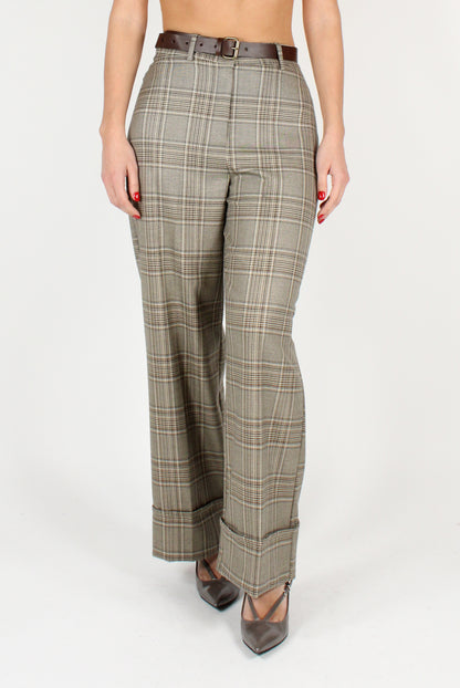 Palazzo Pants with Checked Cuff