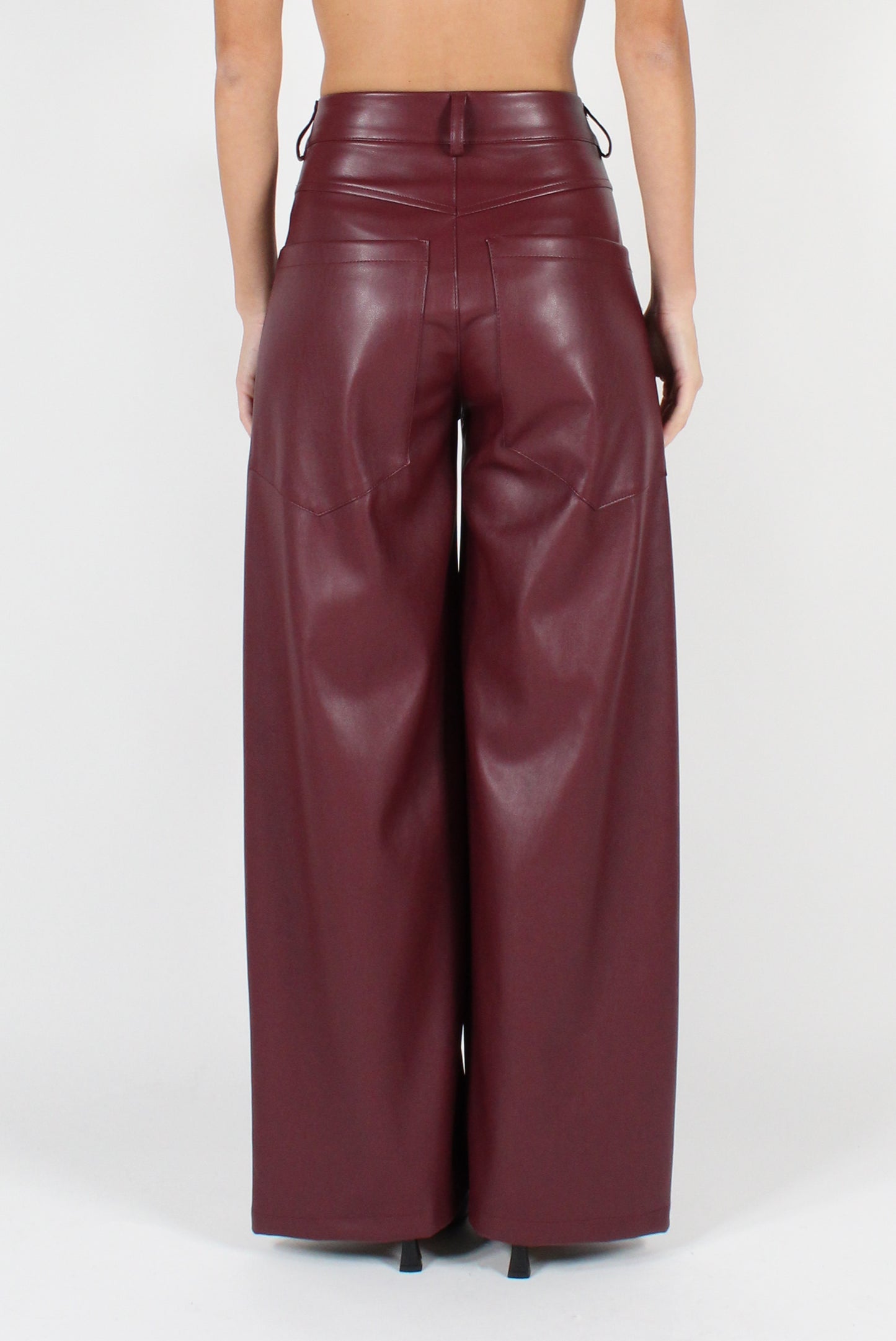 Smooth Eco-Leather Trousers with Pockets