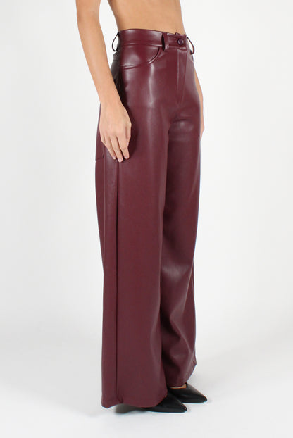 Smooth Eco-Leather Trousers with Pockets