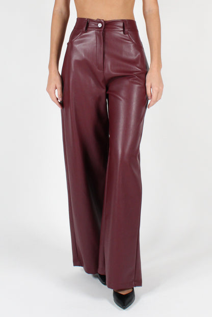 Smooth Eco-Leather Trousers with Pockets