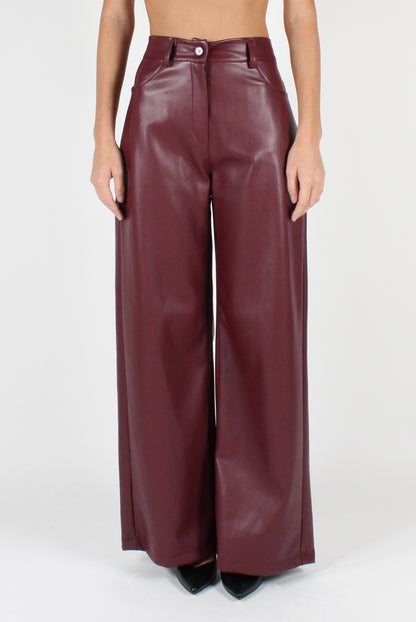 Smooth Eco-Leather Trousers with Pockets