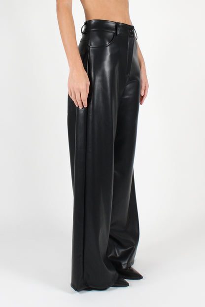 Smooth Eco-Leather Trousers with Pockets