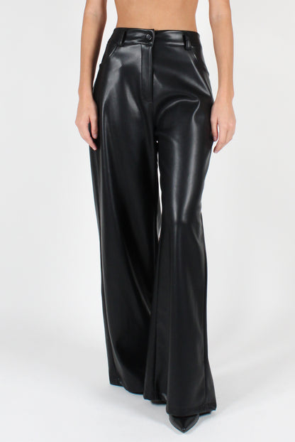 Smooth Eco-Leather Trousers with Pockets