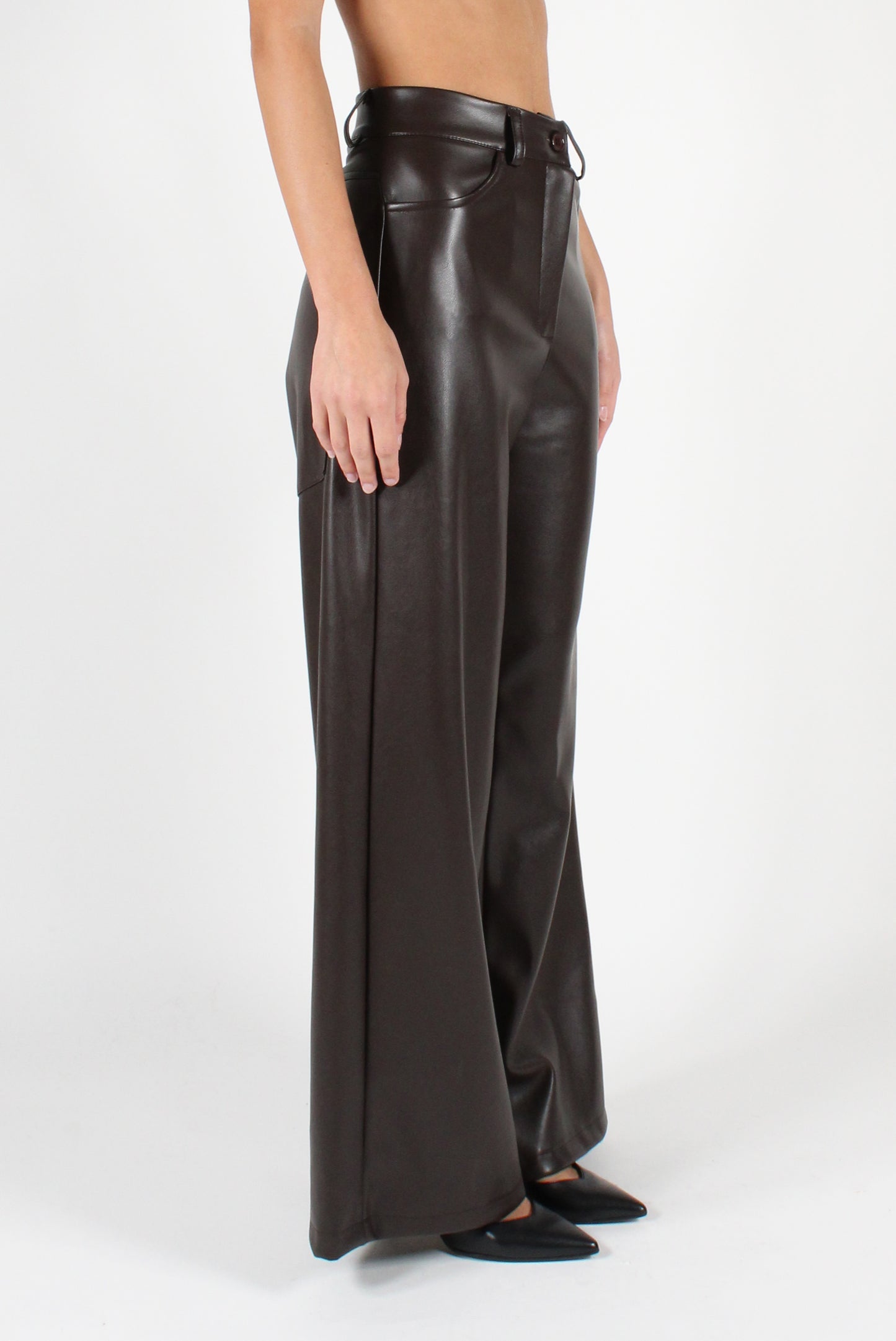 Smooth Eco-Leather Trousers with Pockets