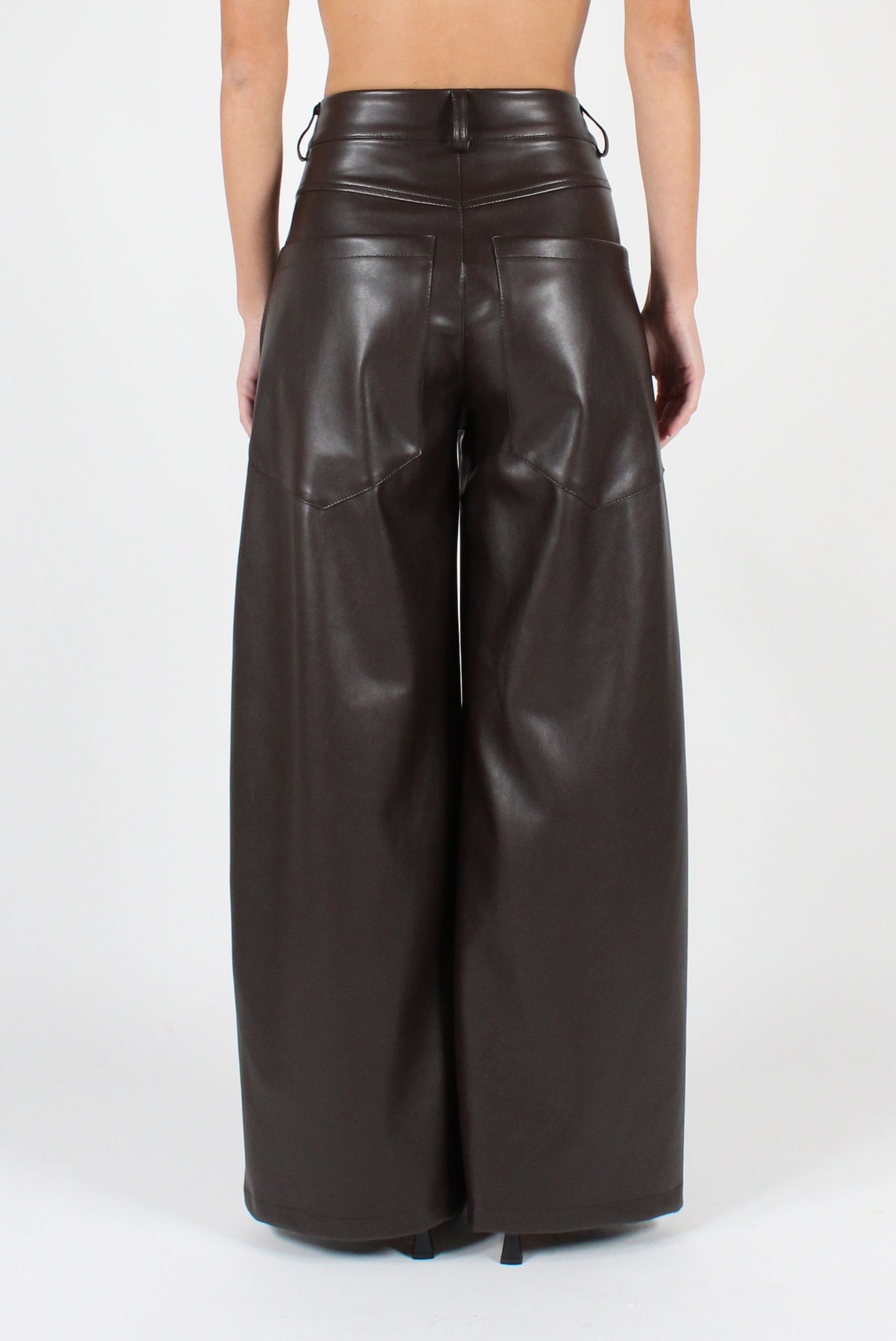 Smooth Eco-Leather Trousers with Pockets