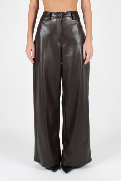 Smooth Eco-Leather Trousers with Pockets