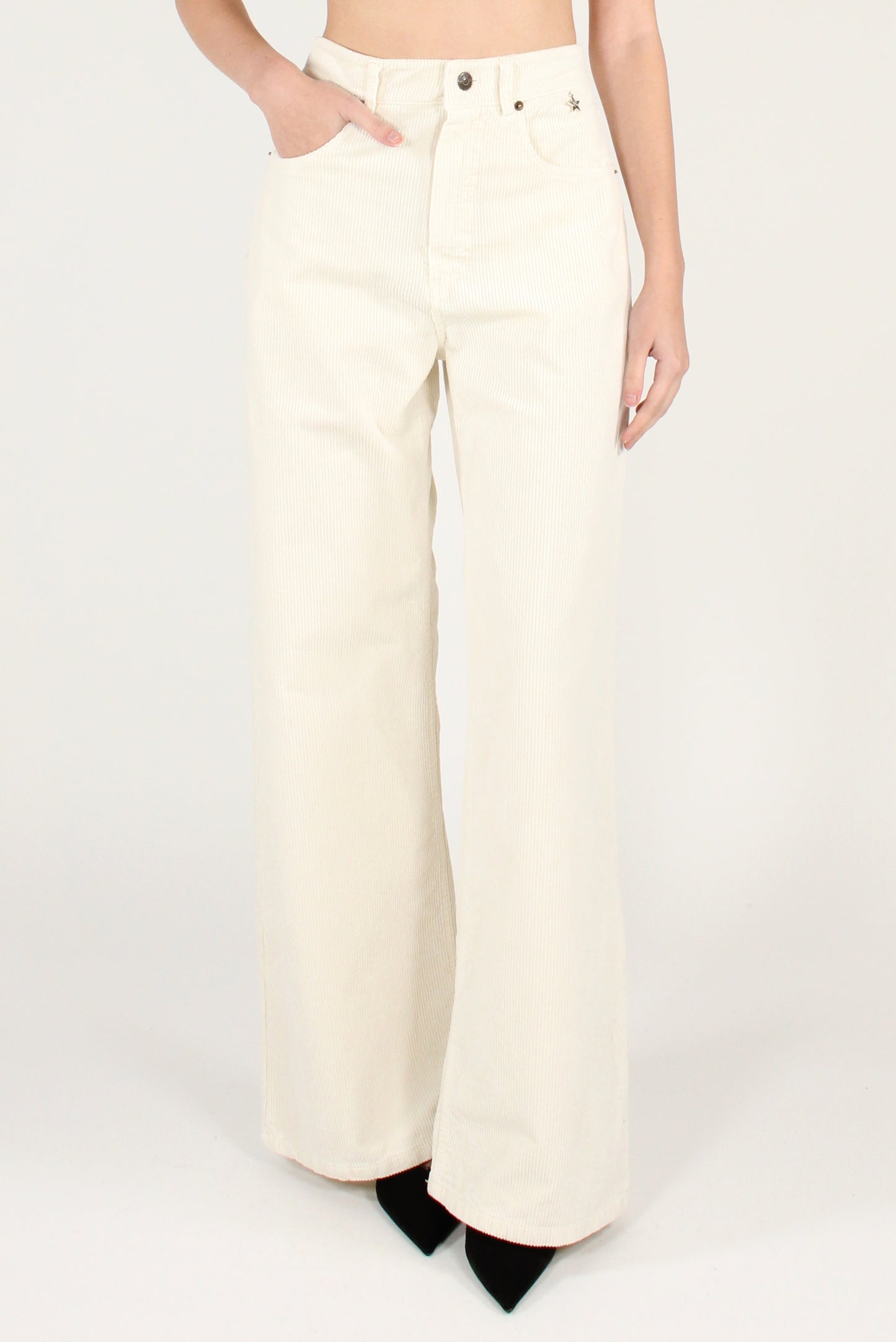 Pantaloni a Palazzo in Velluto a Coste Gabry