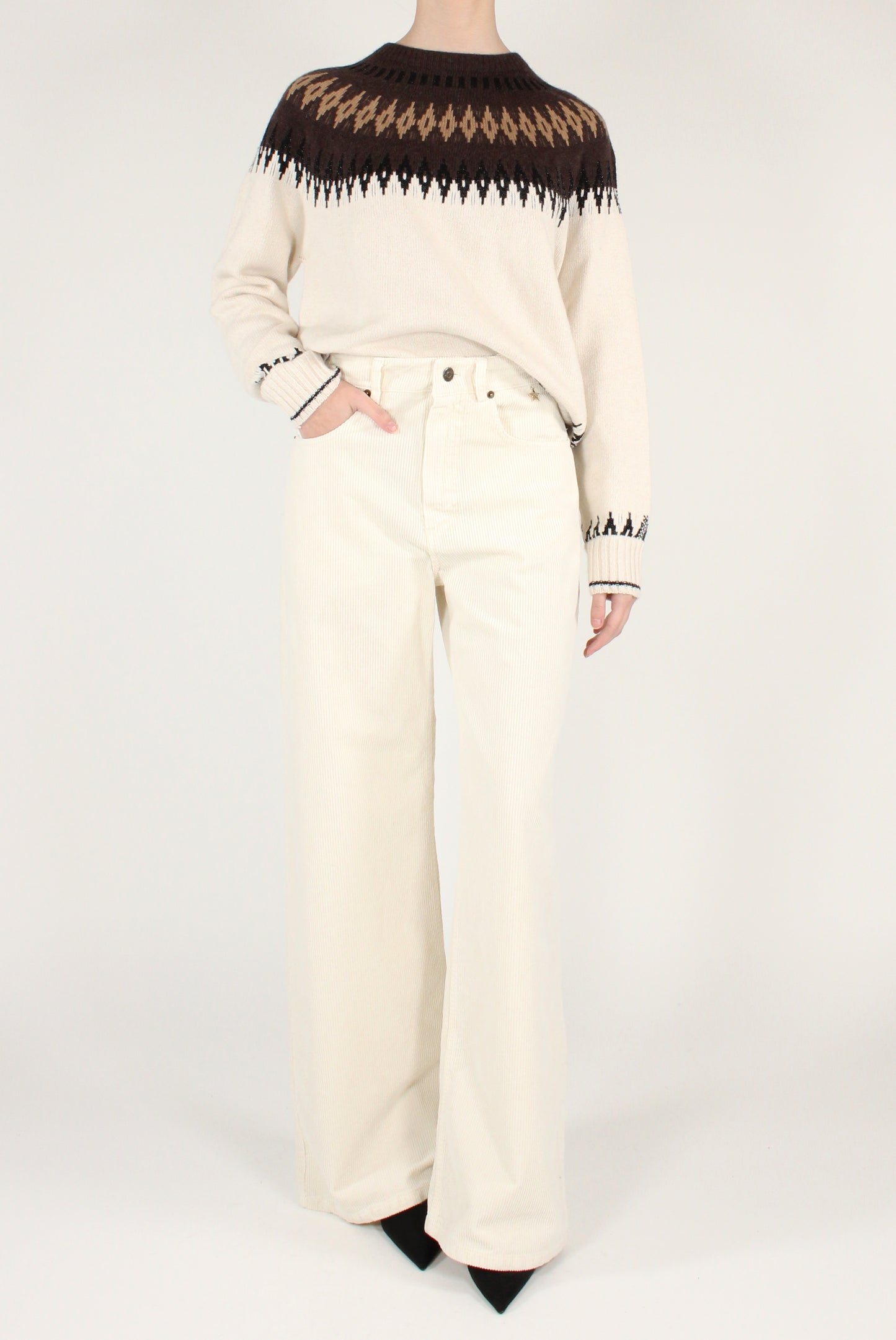 Pantaloni a Palazzo in Velluto a Coste Gabry