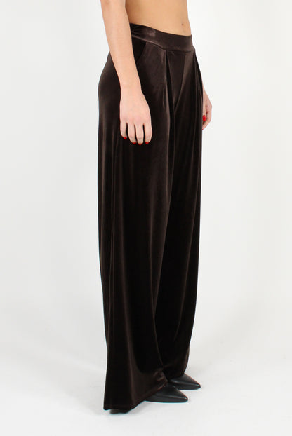 Smooth Velvet Pants with Pleats