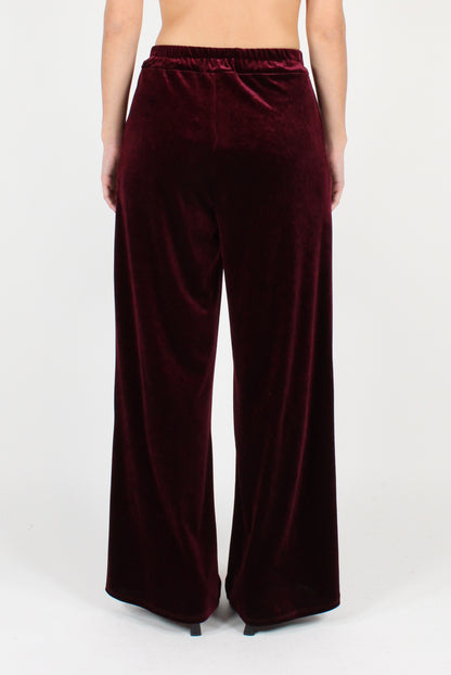 Smooth Velvet Pants with Pleats