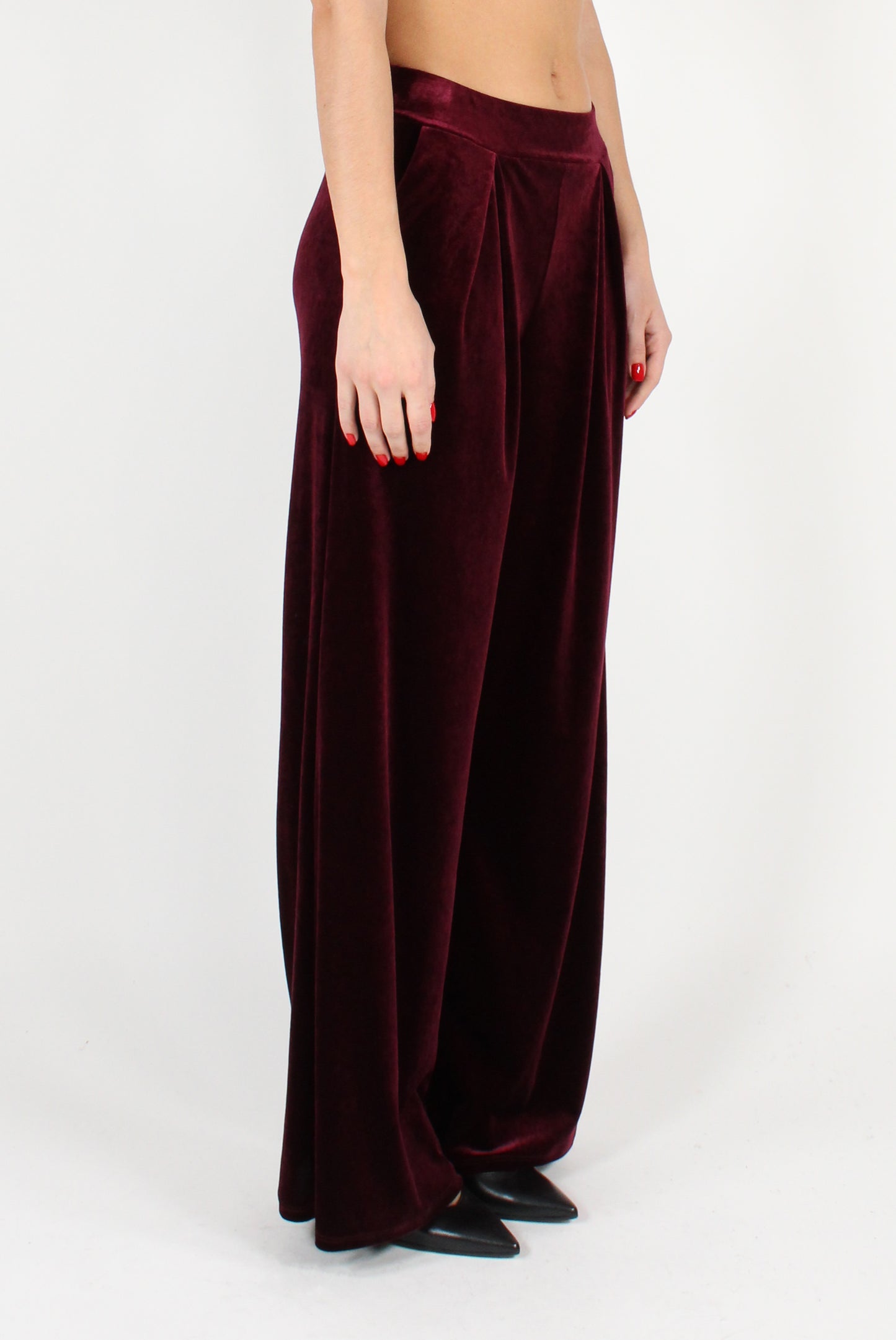 Smooth Velvet Pants with Pleats