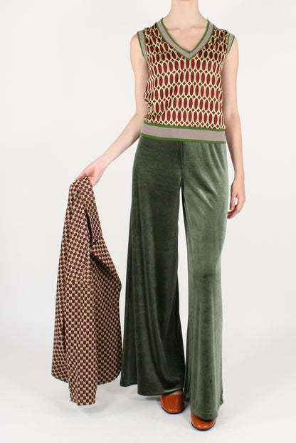 Gilet Stampa Fantasia Geometrica Bordeaux