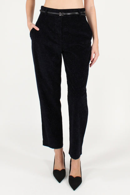 Pantaloni a Sigaretta in Velluto a Coste con Lurex
