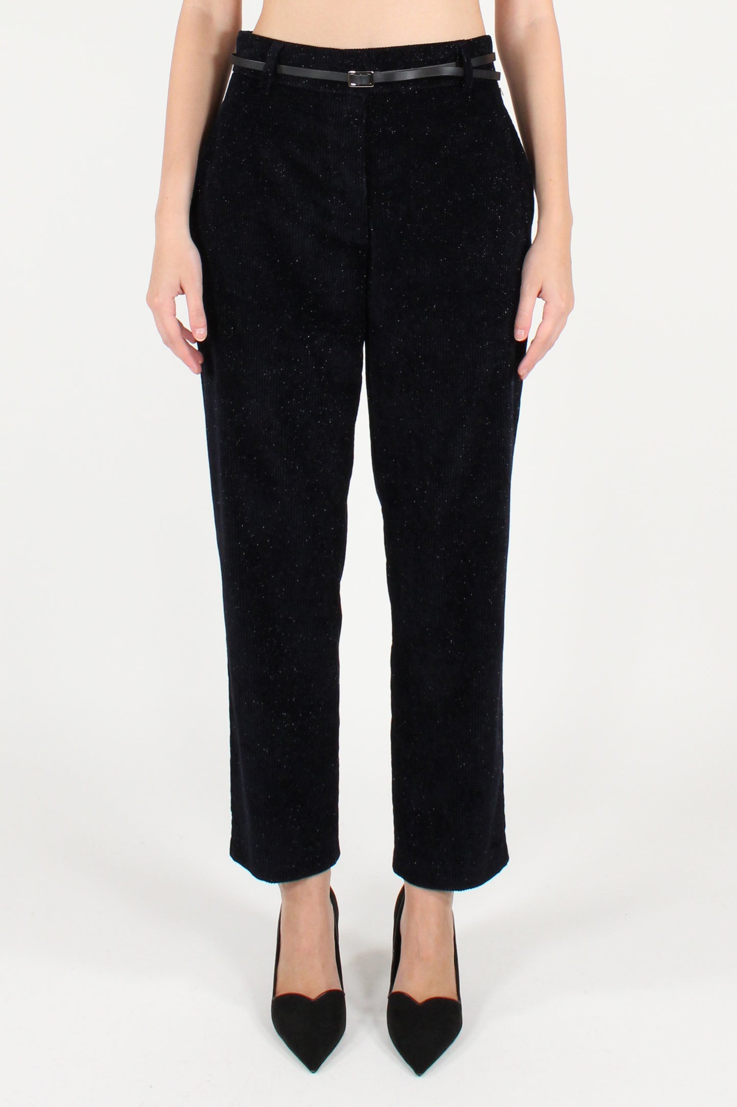 Pantaloni a Sigaretta in Velluto a Coste con Lurex