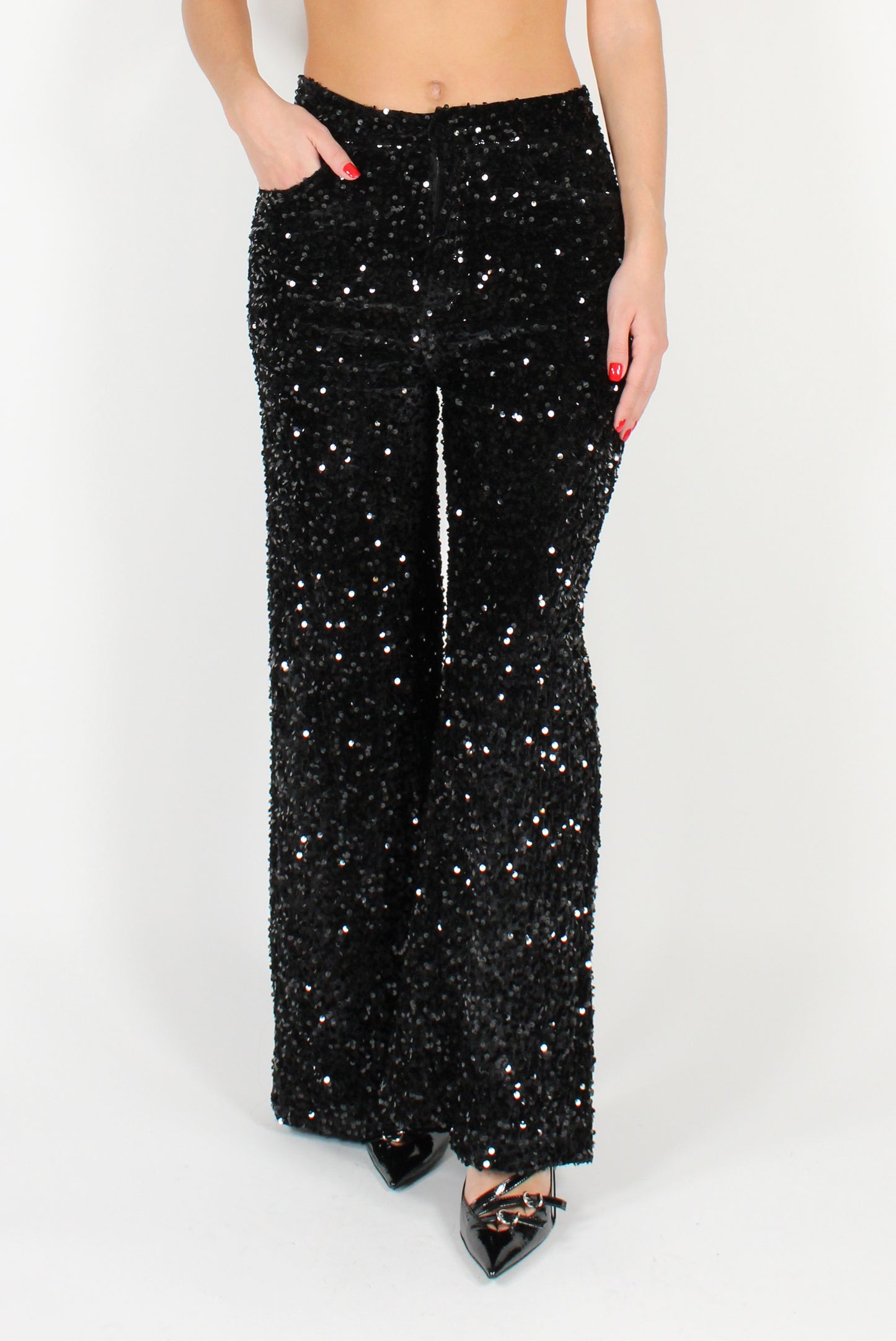 Velvet Pants with Sequins