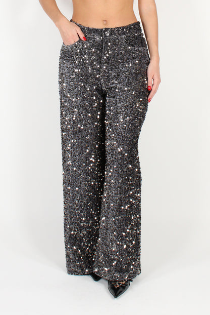 Velvet Pants with Sequins