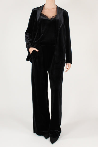 Top in Velluto Liscio con Pizzo