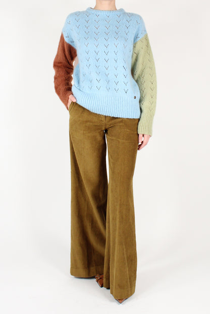 Multicolored Perforated Sweater