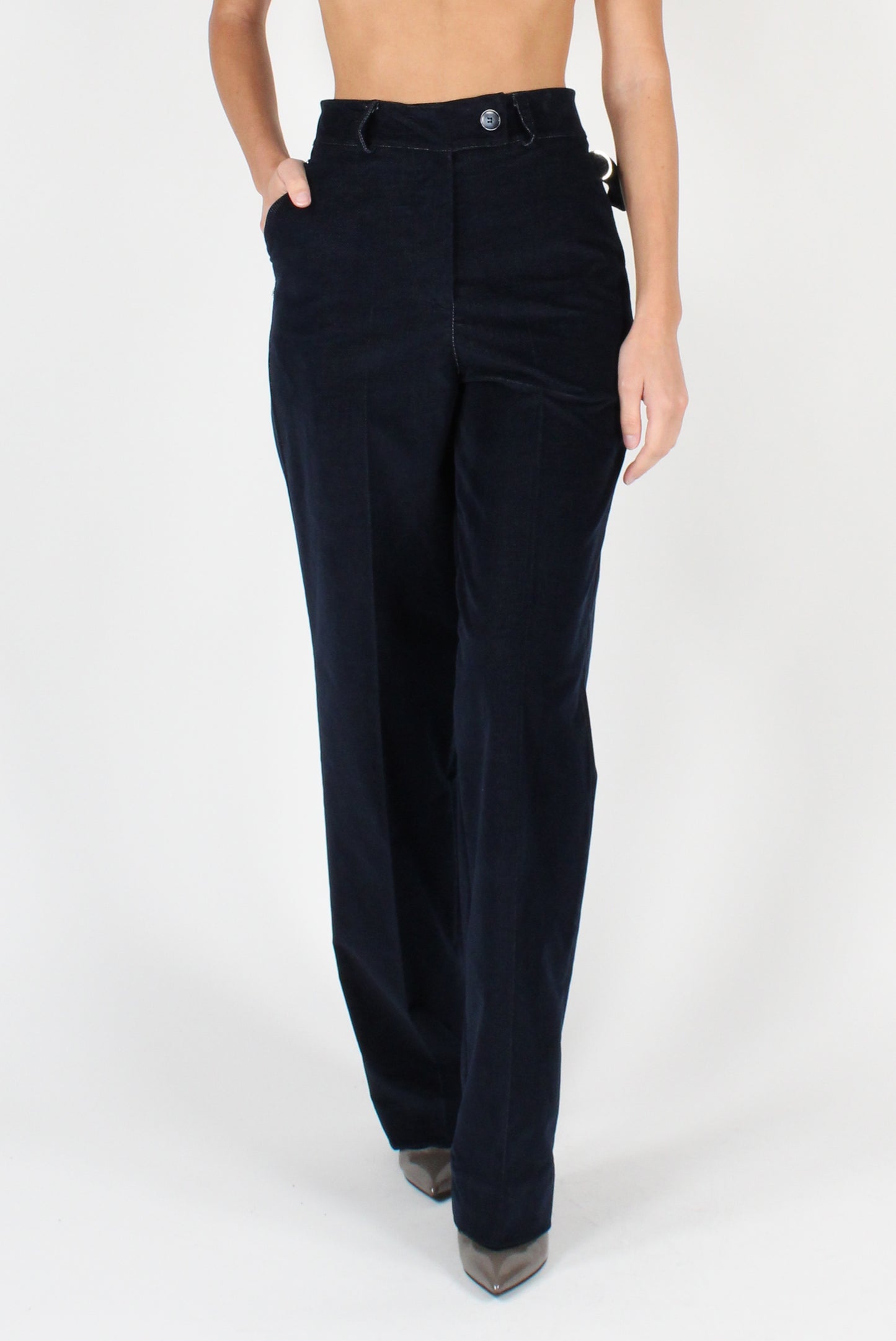 Straight Leg Velvet Trousers