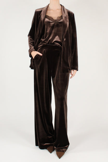 Top in Velluto Liscio con Pizzo