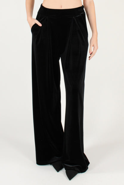 Pantaloni con Pinces in Velluto Liscio