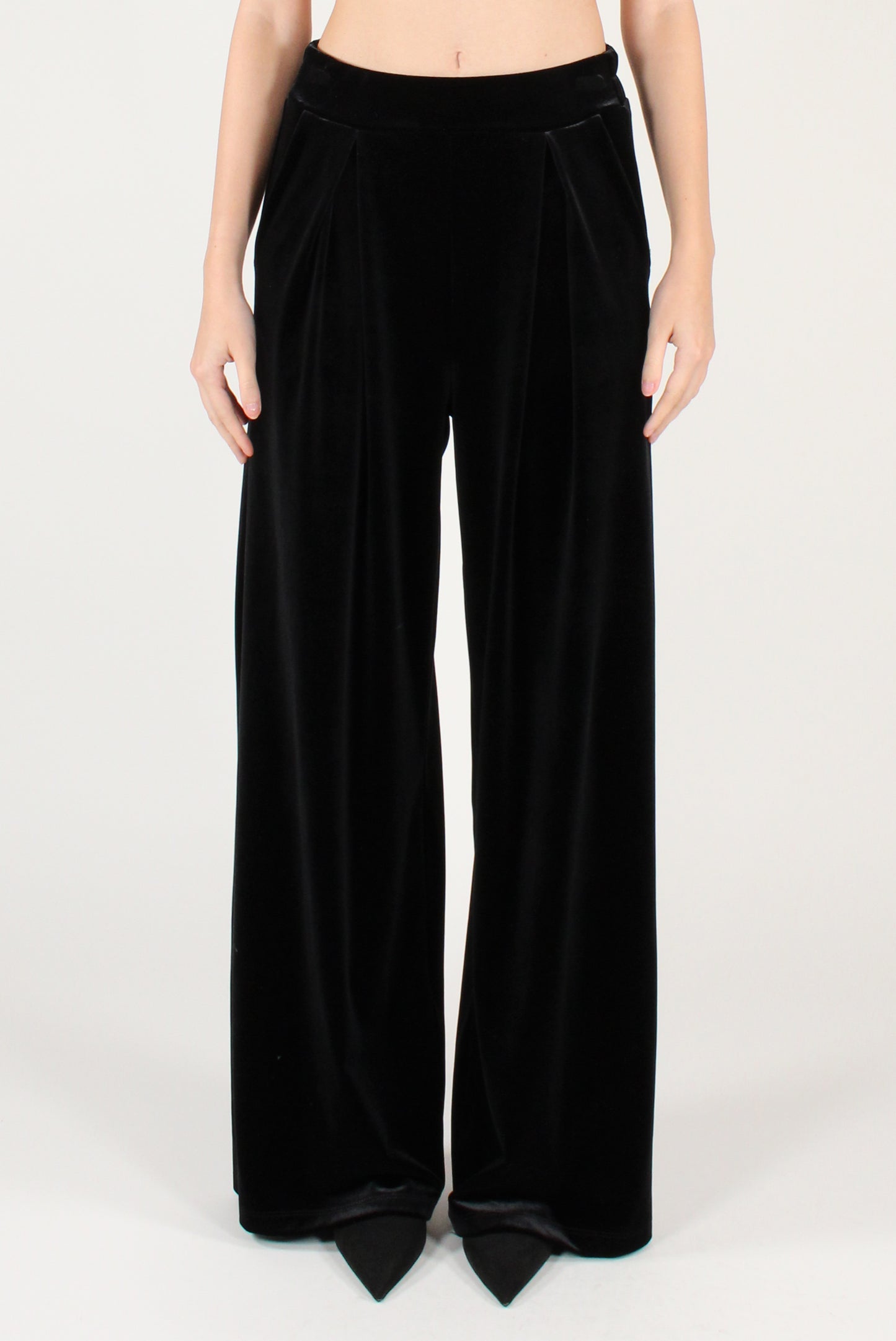 Pantaloni con Pinces in Velluto Liscio