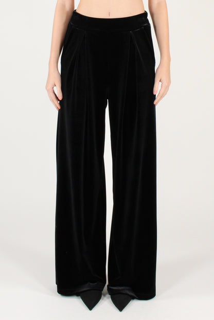 Pantaloni con Pinces in Velluto Liscio